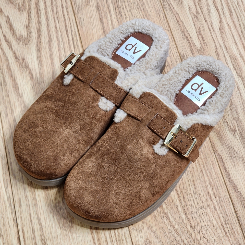 DV by Dolce Vita Women's Anina Cozy Cognac Slip-On Clogs with Buckle Size 7 - Picture 9 of 10